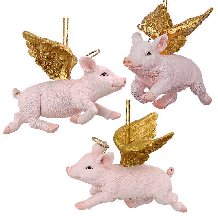 Design Toscano Hog Heaven Flying Pig Angel Holiday Ornament